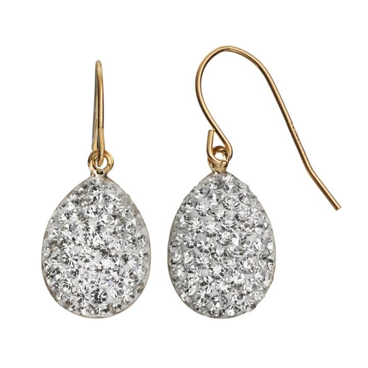 Crystal 14k Gold-bonded Sterling Silver Teardrop Earrings, Women's