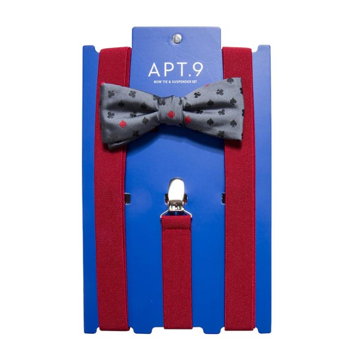 Men's Apt. 9&reg; Tonal-striped Pre-tied Bow Tie & Suspenders Set, Light Pink