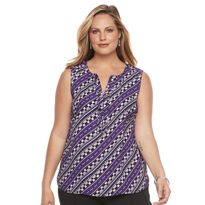 Plus Size Dana Buchman Crepe Sleeveless Blouse, Women's, Size: 3xl, Purple