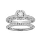 14k Gold 1 Carat T.w. Igl Certified Diamond Halo Engagement Ring Set, Women's, Size: 5.50, White