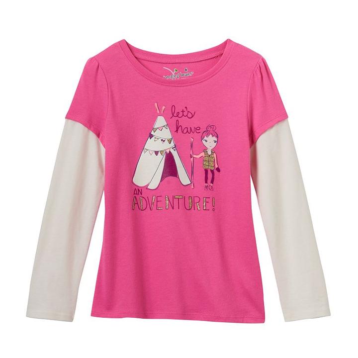 Girls 4-7 Jumping Beans&reg; Glitter Skater Tee, Girl's, Size: 6x, Med Pink