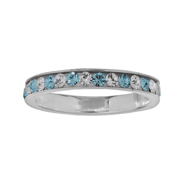 Sterling Silver Blue And White Crystal Ring, Women's, Size: 6
