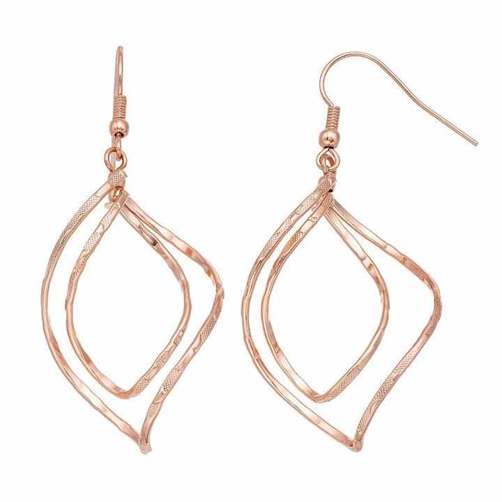 Apt. 9&reg; Textured Nickel Free Twist Drop Earrings, Women's, Pink