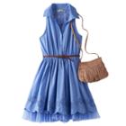 Girls 7-16 Knitworks White Braid Belt Lace Shirt Dress With Crossbody Purse, Girl's, Size: 10, Turquoise/blue (turq/aqua)