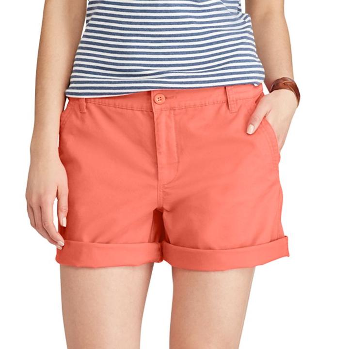 Women's Chaps Cuffed Twill Shorts, Size: 4, Pink