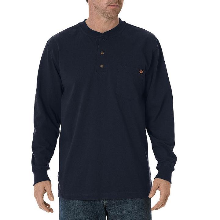 Big & Tall Dickies Heavyweight Henley, Men's, Size: L Tall, Dark Blue