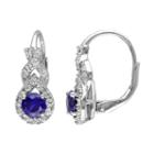 Lab-created Blue & White Sapphire Sterling Silver Twist Drop Earrings, Women's