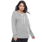 Plus Size Sonoma Goods For Life&trade; Lace-up Sleep Sweatshirt, Women's, Size: 3xl, Med Grey