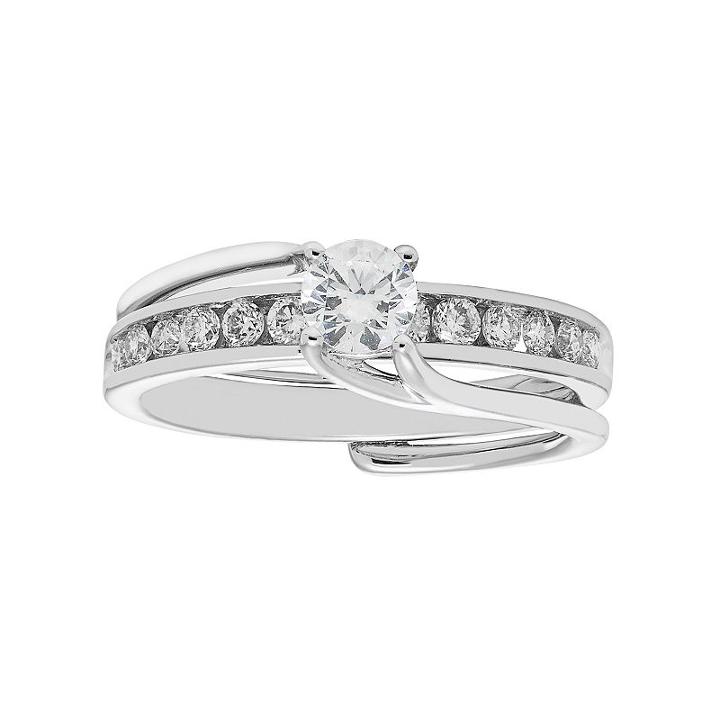 14k White Gold 3/4 Carat T.w. Igl Certified Diamond Interlock Engagement Ring Set, Women's, Size: 7