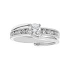 14k White Gold 3/4 Carat T.w. Igl Certified Diamond Interlock Engagement Ring Set, Women's, Size: 7