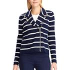 Women's Chaps Asymmetrical Striped Sweater Jacket, Size: Medium, Blue (navy)