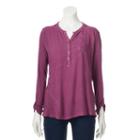 Women's Sonoma Goods For Life&trade; Embroidered Utility Shirt, Size: Xs, Med Purple