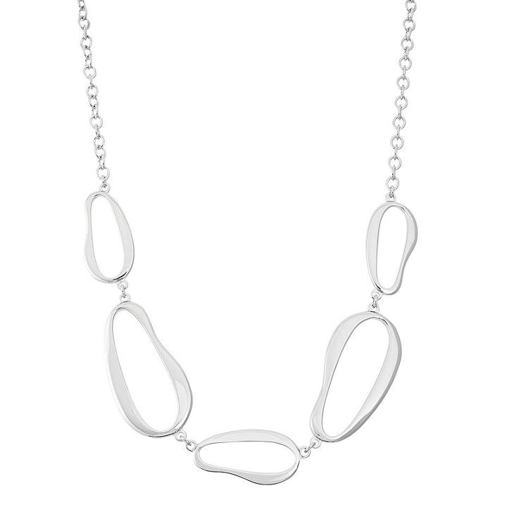 Sterling Silver Wavy Oval Link Necklace, Women's, Size: 17