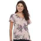 Juniors' Grayson Threads Floral Flutter Sleeve Top, Teens, Size: Xs, Lt Purple