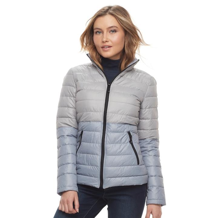 Women's Halitech Colorblock Packable Puffer Jacket, Size: Medium, Grey