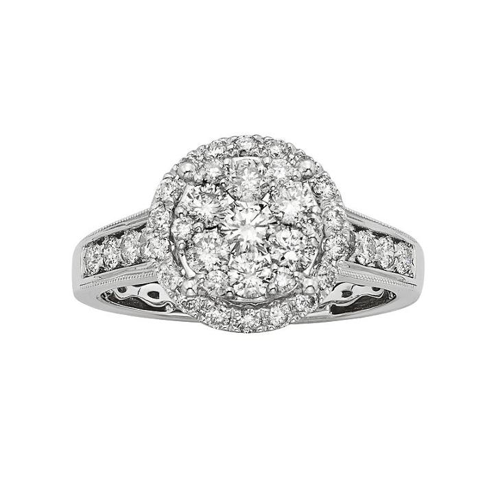 Igl Certified Diamond Halo Engagement Ring In 14k White Gold (1 Ct. T.w.), Women's, Size: 7