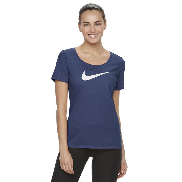 Women's Nike Swoosh Short Sleeve Graphic Tee, Size: Small, Brt Blue