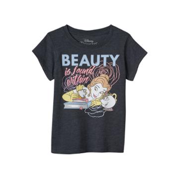 Disney Girls 4-6x Beauty & The Beast Beauty Is Found Within Graphic Tee, Girl's, Size: 4, Dark Grey