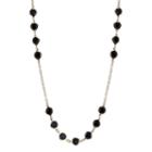 1928 Long Round Faceted Stone Necklace, Women's, Size: 42, Black
