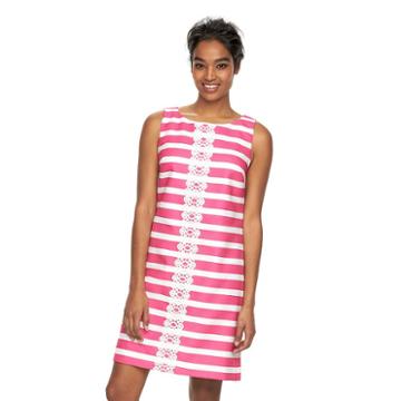Women's Jessica Howard Embroidered Stripe Shift Dress, Size: 16, Dark Pink