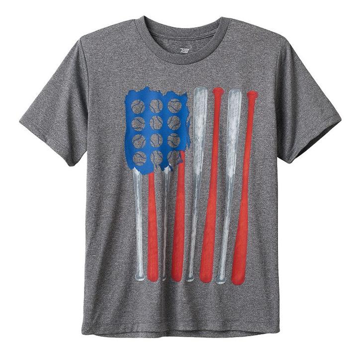 Boys 8-20 Tek Gear Baseball Flag Tee, Boy's, Size: Medium, Grey