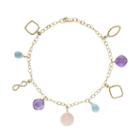 Gemstone 14k Gold Charm Bracelet, Women's, Size: 7.5, Multicolor