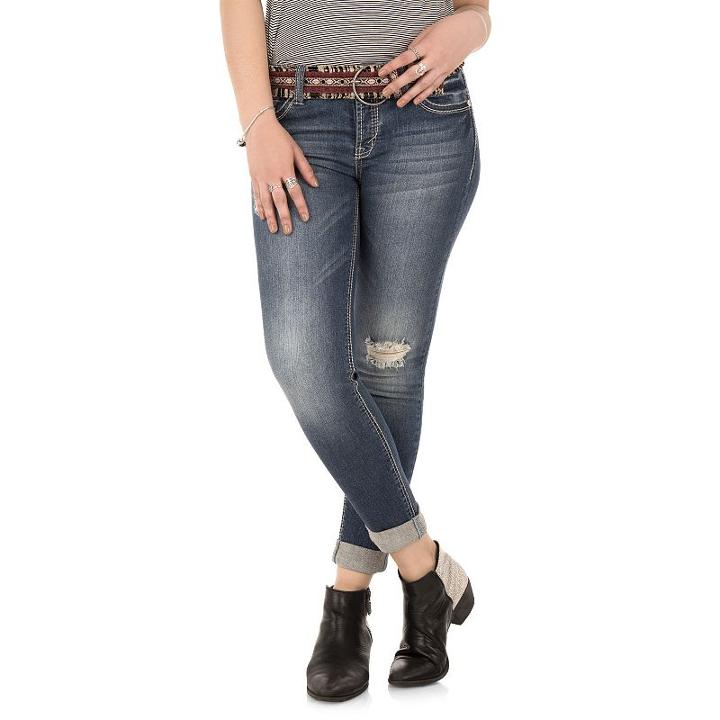 Juniors' Wallflower Faded Ripped Ankle Jeans, Teens, Size: 9, Blue (navy)