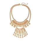 Gs By Gemma Simone Molten Metals Collection Crescent & Fringe Bib Necklace, Teens, Size: 18, Yellow