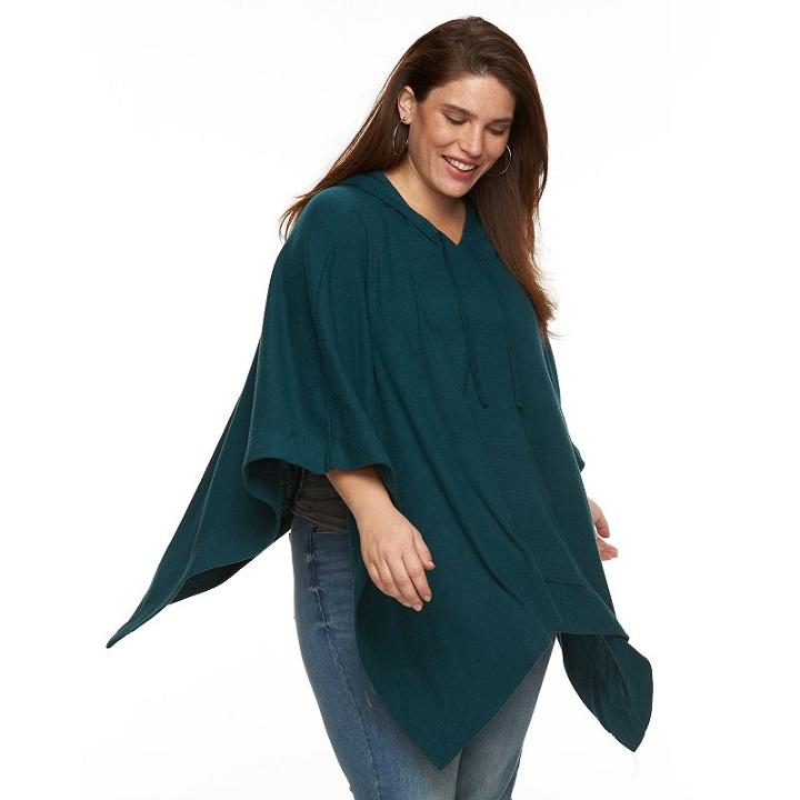 Plus Size French Laundry Poncho Hoodie, Women's, Dark Blue