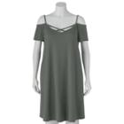 Juniors' Plus Size Mudd&reg; Off-the-shoulder Strappy Fit & Flare Dress, Teens, Size: 2xl, Med Green