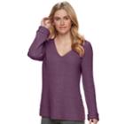 Women's Sonoma Goods For Life&trade; Button Accent V-neck Sweater, Size: Medium, Drk Purple