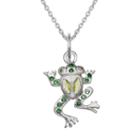 Sterling Silver Cubic Zirconia Frog Pendant Necklace, Women's, Size: 18, Green