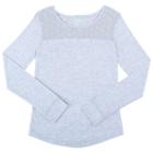 Girls 7-16 & Plus Size French Toast Crewneck Lace Long Sleeve Tee, Girl's, Size: 10-12 Plus, Med Grey