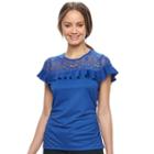 Juniors' Heartsoul Ruched Lace Top, Teens, Size: Xs, Brt Blue