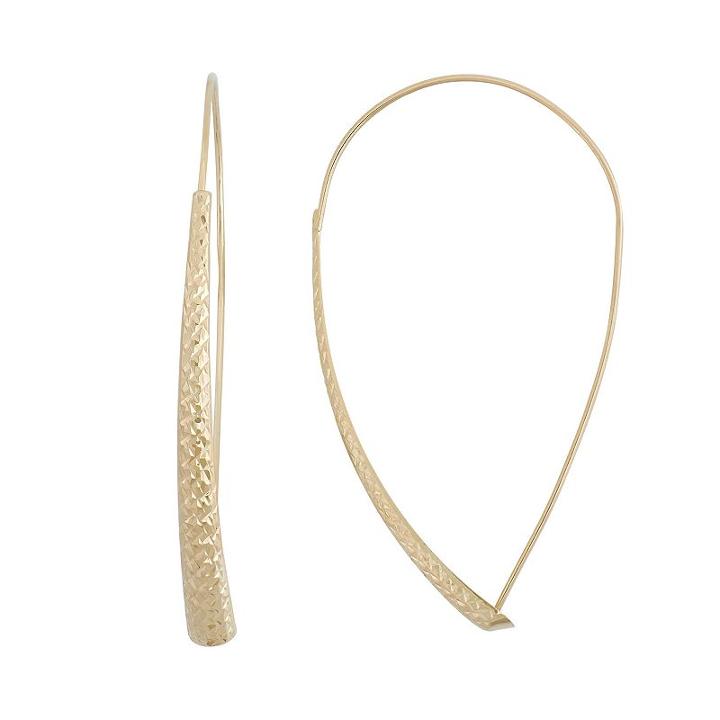 14k Gold Textured Threader Earrings, Women's, Yellow