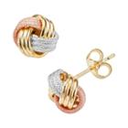 14k Gold Tri-tone Textured Love Knot Stud Earrings, Women's, Multicolor