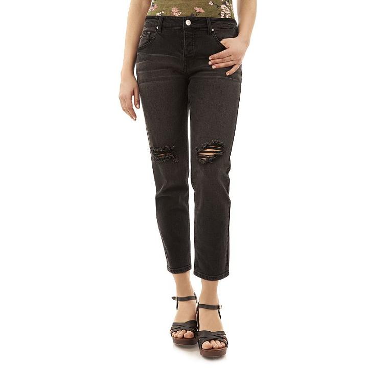 Juniors' Wallflower Ripped Ankle Jeans, Girl's, Size: 9, Orange Oth