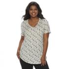 Juniors' Plus Size Mudd&reg; V-neck Shirttail Tunic Tee, Girl's, Size: 1xl, White Oth