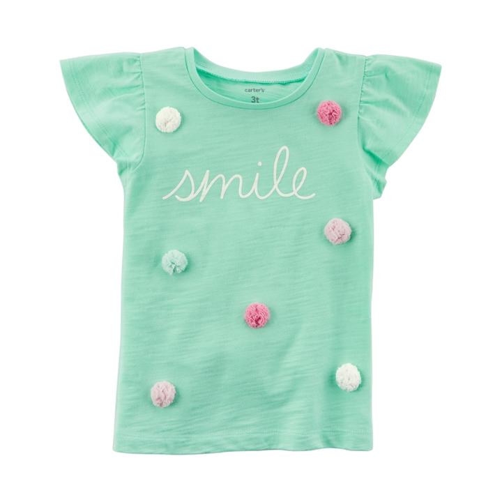 Girls 4-8 Carter's Smile Flutter-sleeved Tee, Size: 8, Green