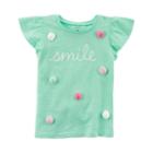 Girls 4-8 Carter's Smile Flutter-sleeved Tee, Size: 8, Green