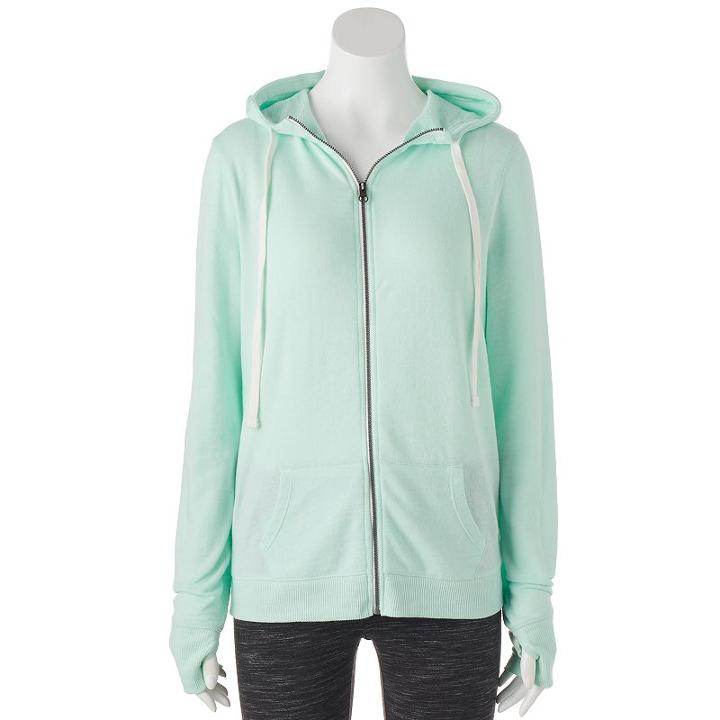 Juniors' Plus Size So&reg; Zip Up French Terry Hoodie, Size: 1xl, Brt Green