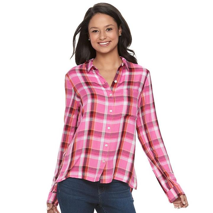 Juniors' So&reg; High-low Shirt, Girl's, Size: Large, Med Pink