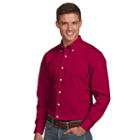 Men's Antigua Dynasty Modern-fit Solid Button-down Shirt, Size: 3xl, Dark Red