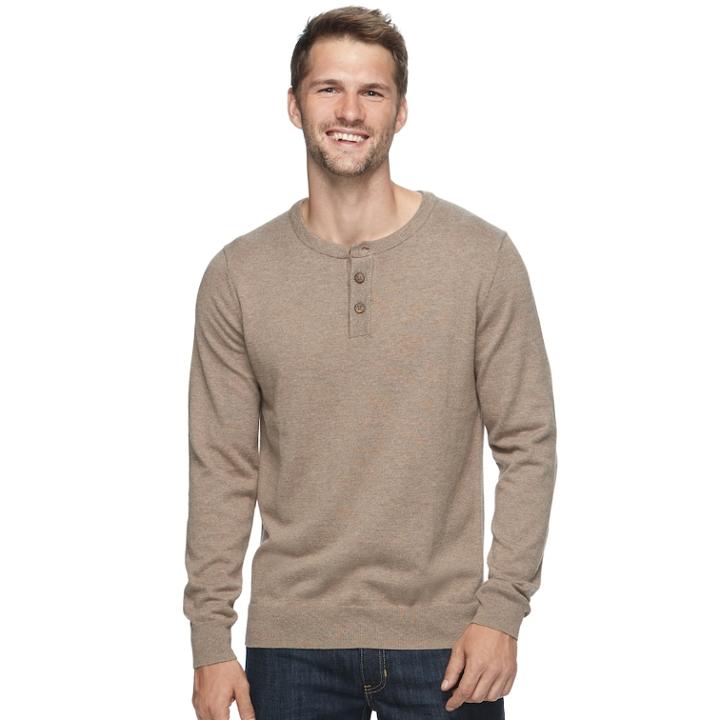 Men's Sonoma Goods For Life&trade; Coolmax Classic-fit Henley, Size: Medium, Med Brown
