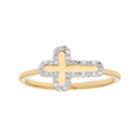 10k Gold 1/8 Carat T.w. Diamond Sideways Cross Ring, Women's, Size: 5.50, White
