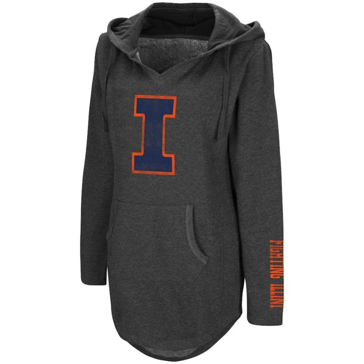 Women's Campus Heritage Illinois Fighting Illini Hooded Tunic, Size: Small, Grey (charcoal)