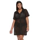Plus Size Beach Scene Lace Cover-up, Women's, Size: 2xl, Black