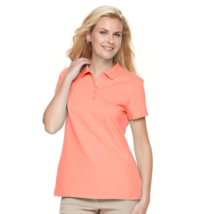 Petite Croft & Barrow&reg; Classic Solid Polo, Women's, Size: Xl Petite, Med Orange