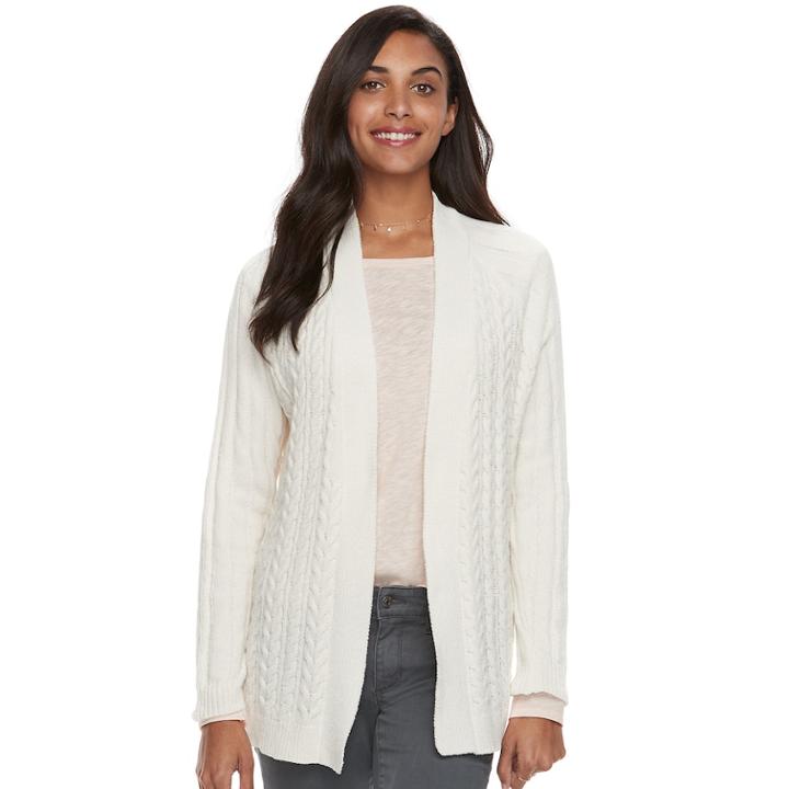Women's Sonoma Goods For Life&trade; Chenille Cardigan, Size: Medium, White Oth