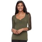 Juniors' Candie's&reg; Sweetheart Lace Panel Top, Teens, Size: Xl, Green
